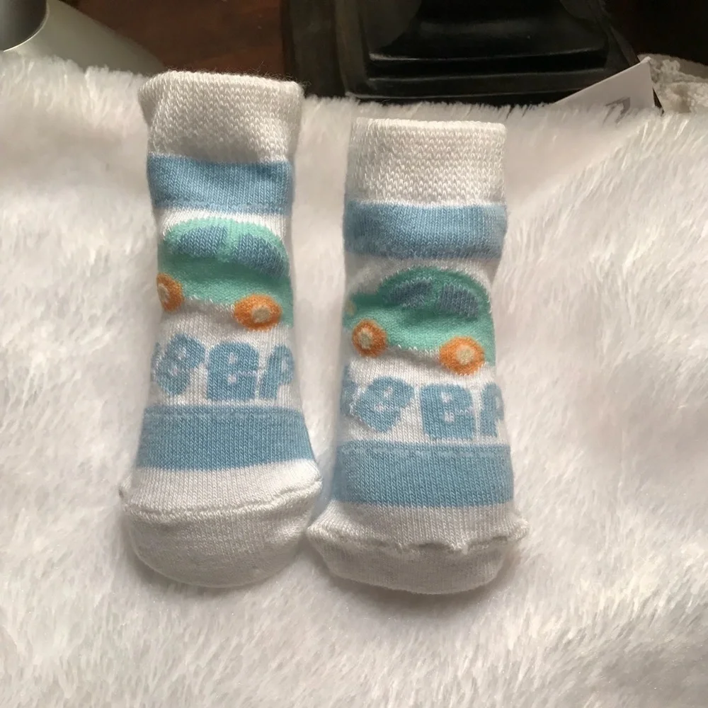 Newborn Baby Vintage Car Beep Sock Booties